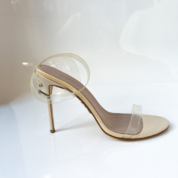 $165 House of CB Clear Nude Strappy High Heel Sandals Dressy Stiletto 9US - Picture 1 of 17